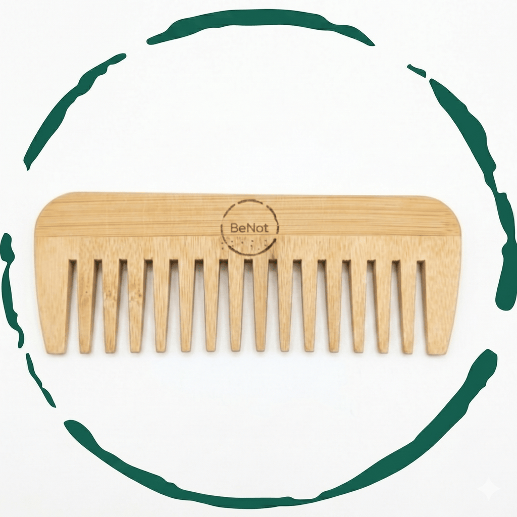 Handcrafted Bamboo Comb - All Natural Wooden Hair & Beard Detangler Styling Accessory for Men and Women, Promotes Healthy Hair Growth & Scalp Health, Eco-Friendly, Biodegradable & Zero-Waste Gift