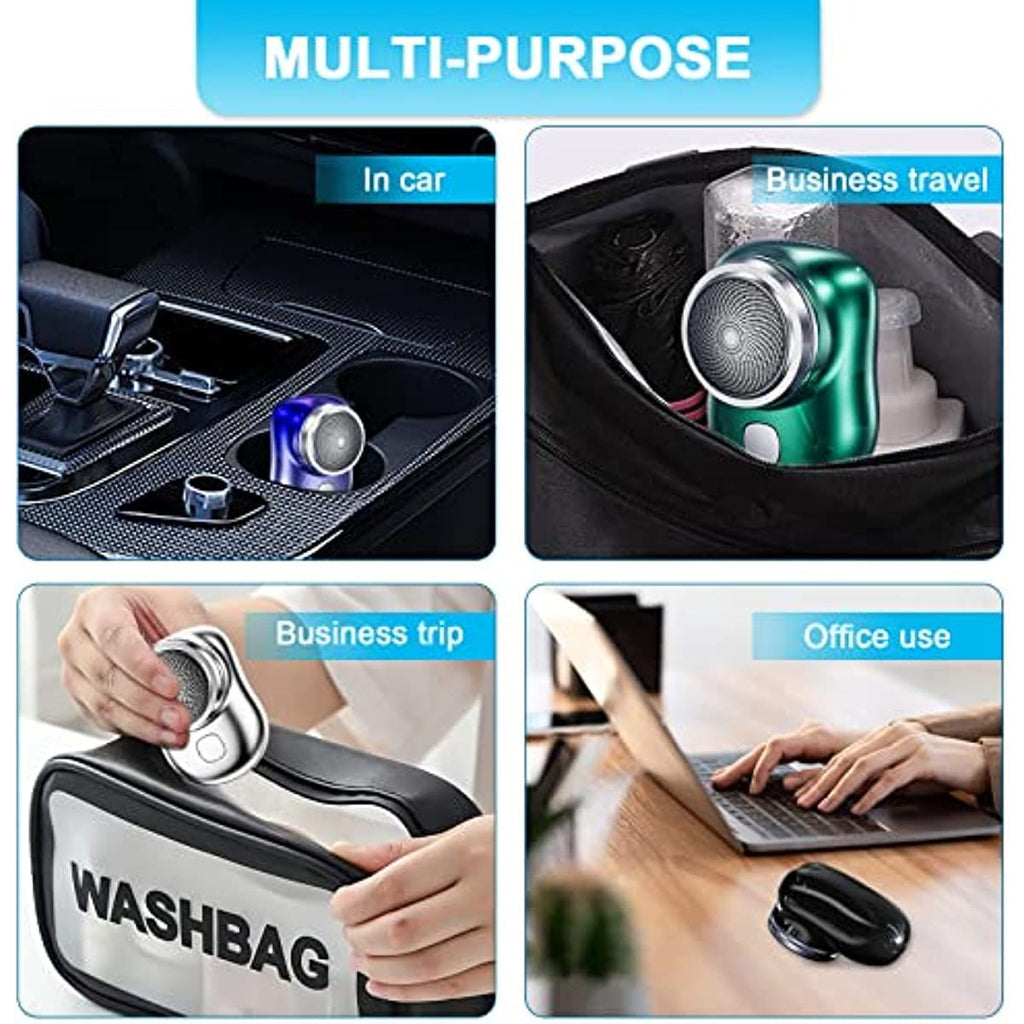 Electric Razor for Men; Mini-Shave Portable Electric Shaver; Pocket Size Portable Shaver -Wet and Dry Mens Razor USB Rechargeable Shaver Charging Easy One-Button Use for Home; Car; Travel (A-Black)
