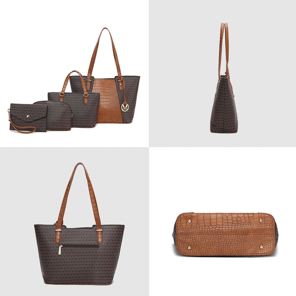 MKF Collection Lippa M Signature Crocodile embossed Vegan Leather Women Tote Bag, Mini Tote Bag, Pouch and Wallet by Mia K