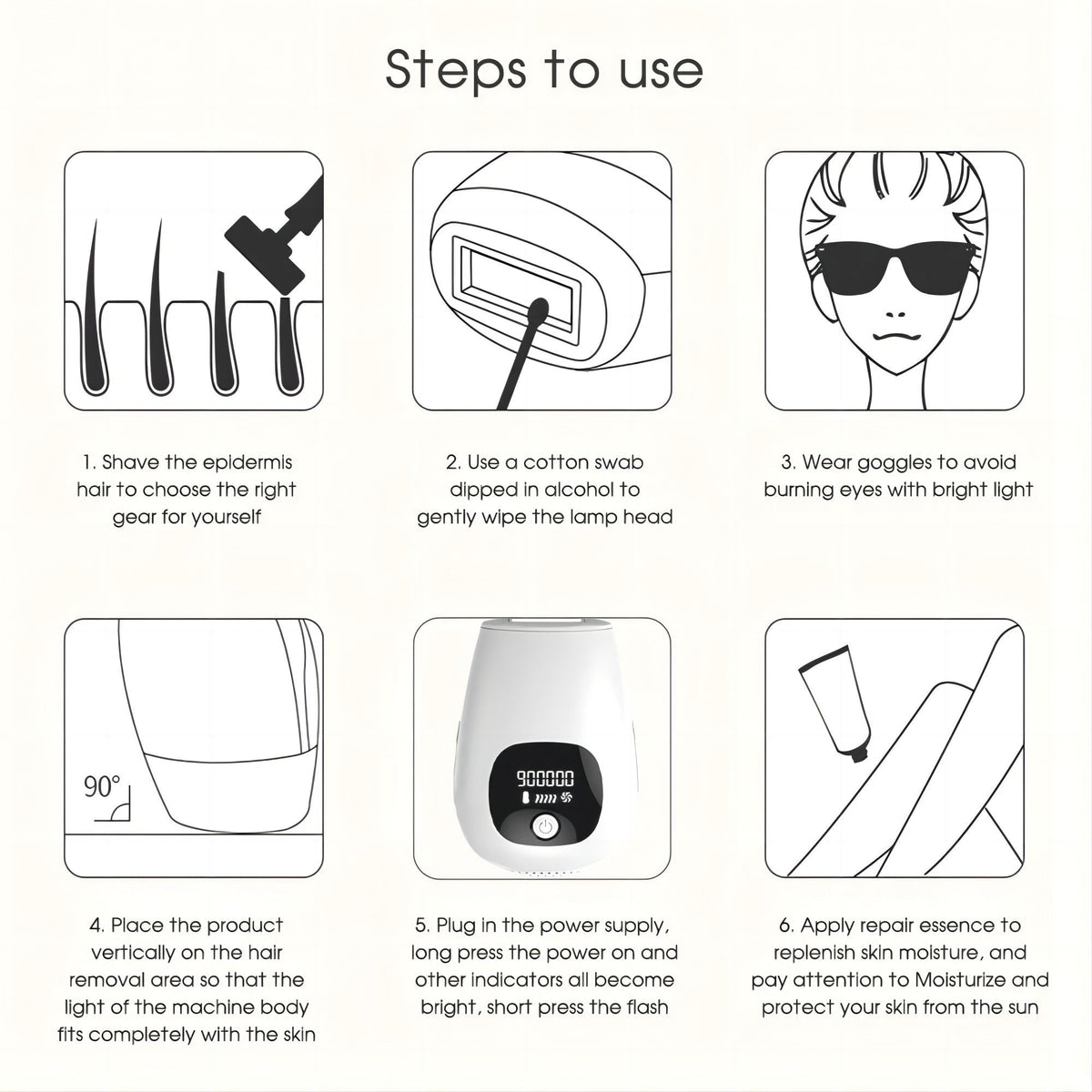 IPL Hair Removal 3 in 1 Permanent Painless Epilator 900,000 Flashes and 5 Energy Gears Laser Hair Remover Electric Epilator with Touch LCD for Body, Face, Underarms and Bikini Line