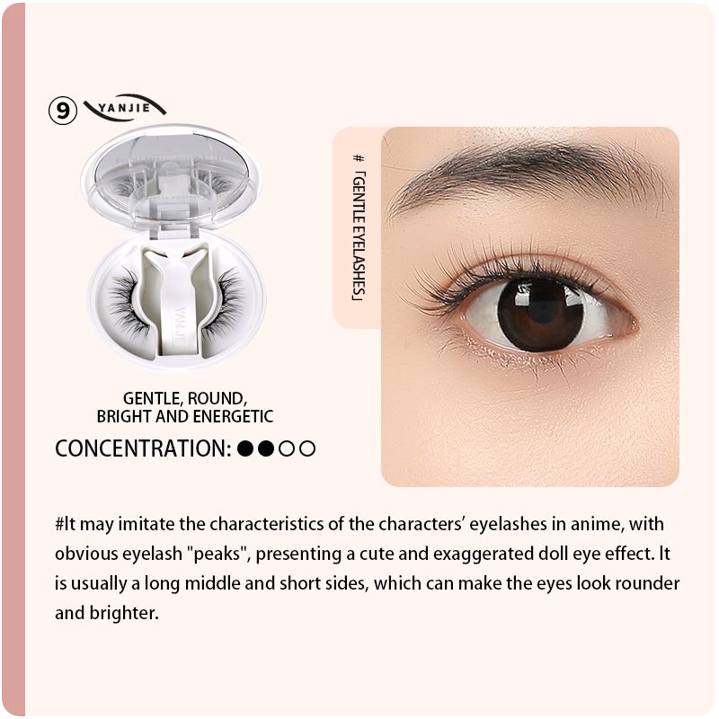 No Glue Soft Magnetic Clip On Eyelashes, Gentle Anime Doll Round Eye Reusable Lashes Cute Bright Baby Eye Makeup