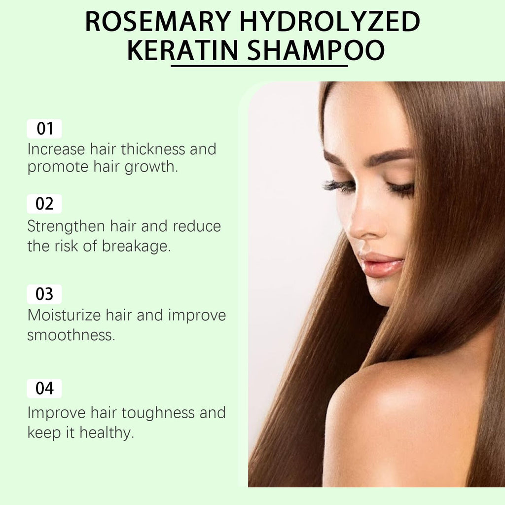 Rosemary Infused Keratin Hair Shampoo, Volumizing Nourishing Shampoo for Thin Fine Hair, Deep Cleansing Scalp Care Shampoo, Repair Dry Damaged Frizzy Hair, Add Shine & Softness 100ML