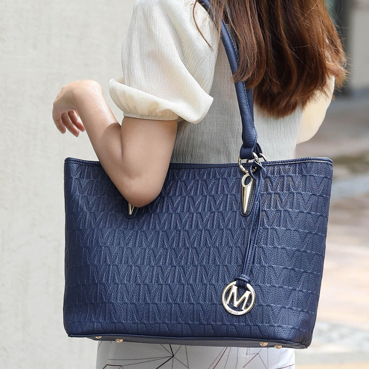 MKF Collection Edelyn embossed M Signature Four PCS Tote Set by Mia k