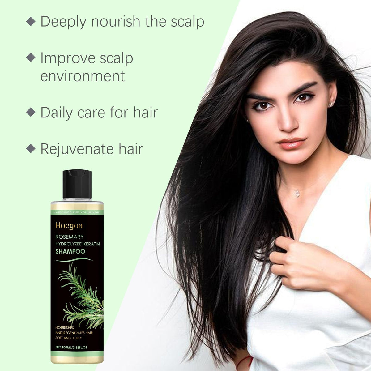 Rosemary Infused Keratin Hair Shampoo, Volumizing Nourishing Shampoo for Thin Fine Hair, Deep Cleansing Scalp Care Shampoo, Repair Dry Damaged Frizzy Hair, Add Shine & Softness 100ML