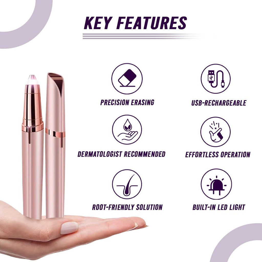 The Effortless Beauty Kit 3-in-1 Painless Facial Hair Remover, Precision Electric Eyebrow Trimmer & Rechargeable Heated Eyelash Curler Grooming Set for Smooth Skin and Long-Lasting Curled Lashes