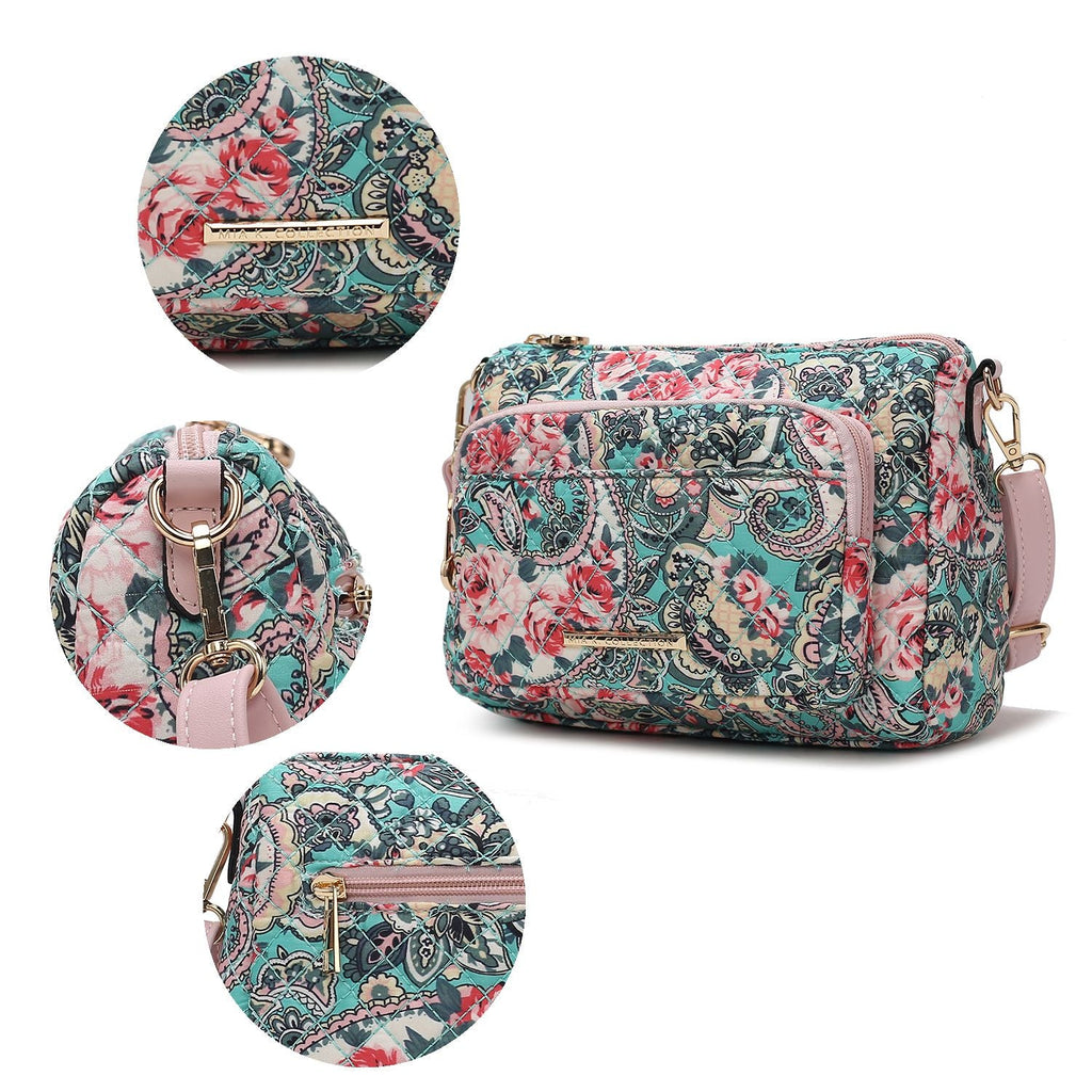 MKF Collection Rosalie Cotton Botanical Pattern Women Shoulder Handbag by Mia k