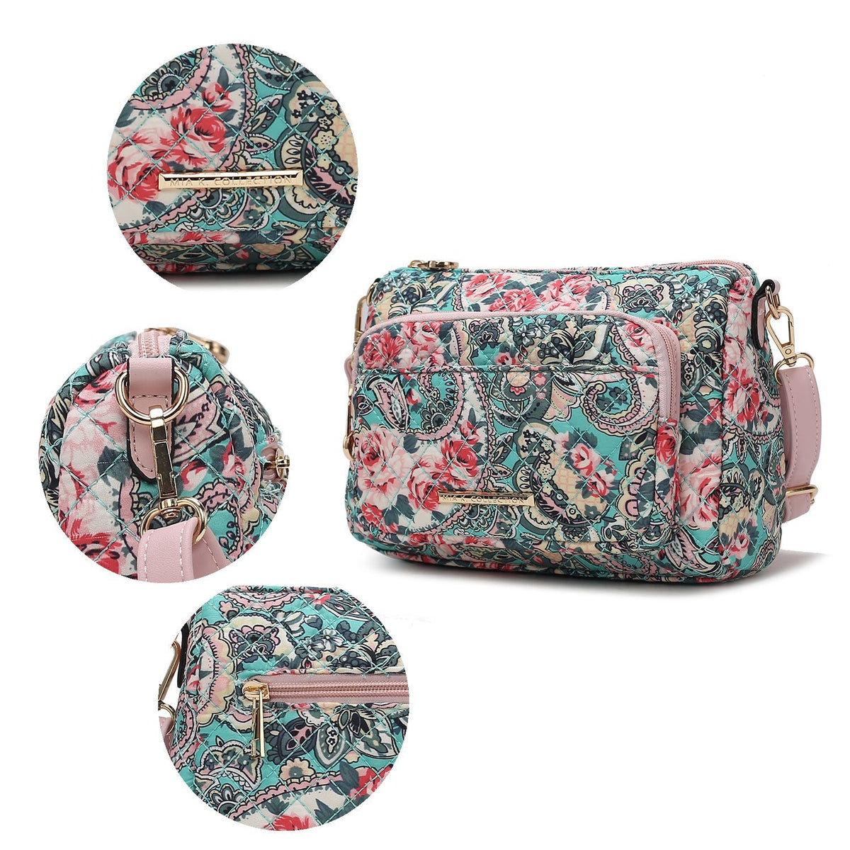 MKF Collection Rosalie Cotton Botanical Pattern Women Shoulder Handbag by Mia k