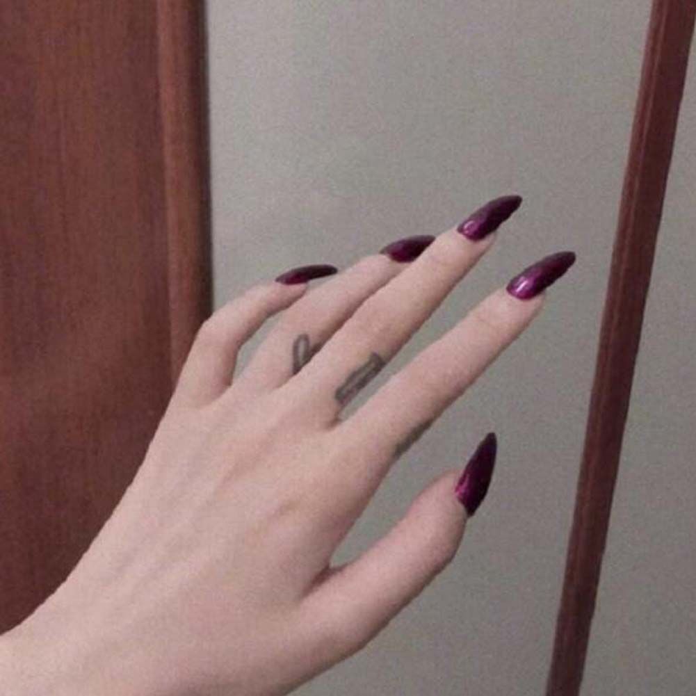 Vintage Dark Purple False Fingernails Artificial False Nails Tips Full Cover Fake Art Nails Fake Nails
