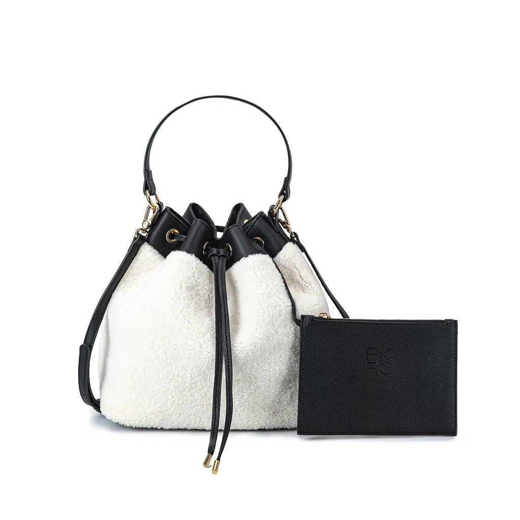 MKF Collection Saryn Bucket Hobo Casual Handbag Faux Shearling by Mia K.