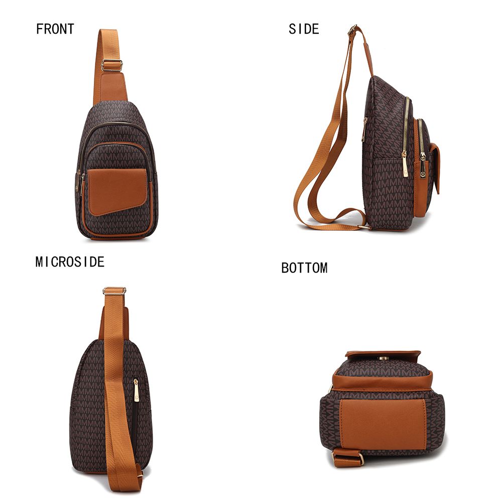 MKF Collection Kace M Logo Printed Vegan Leather Women Sling Bag by Mia k