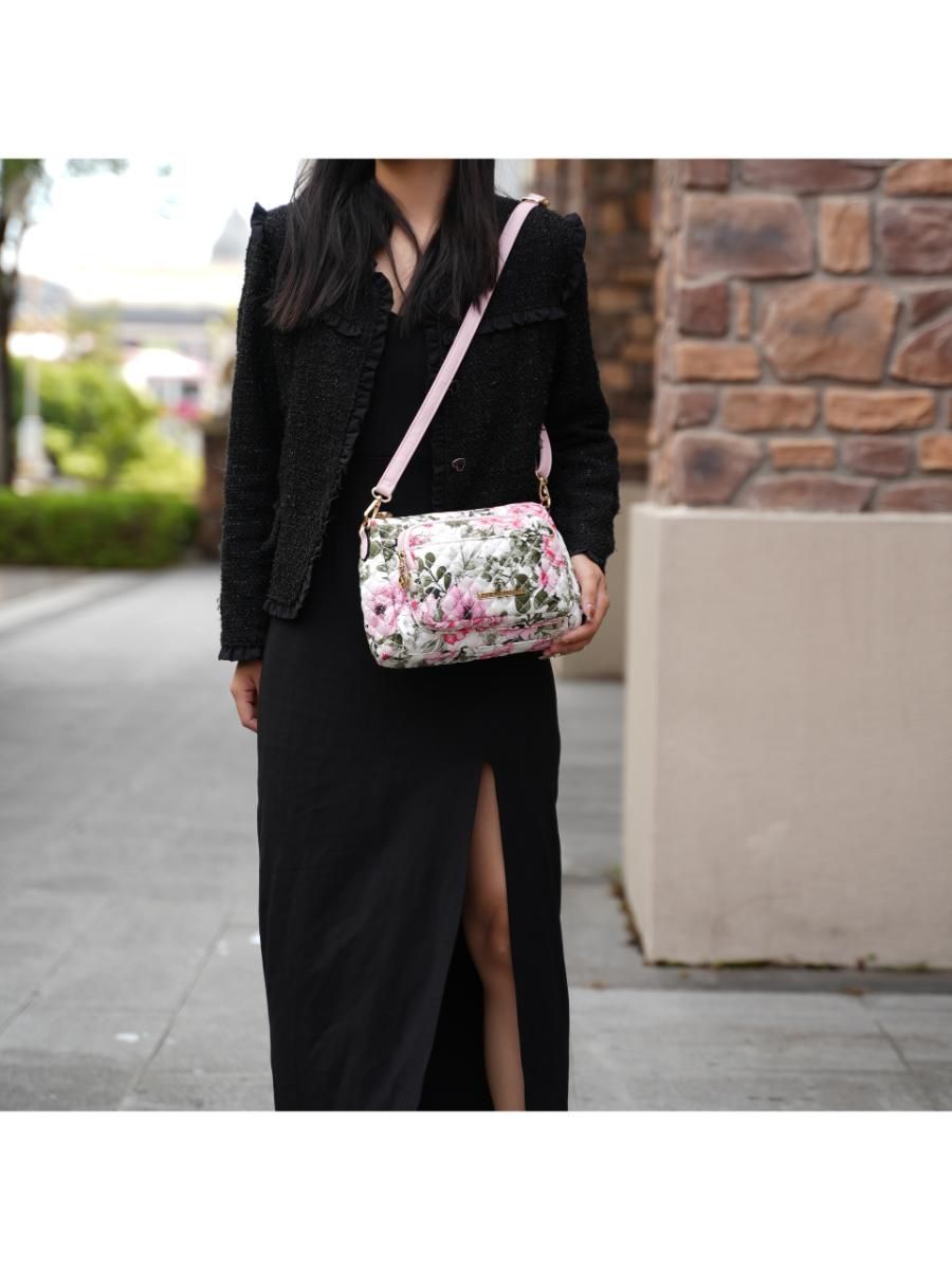 MKF Collection Rosalie Cotton Botanical Pattern Women Shoulder Handbag by Mia k
