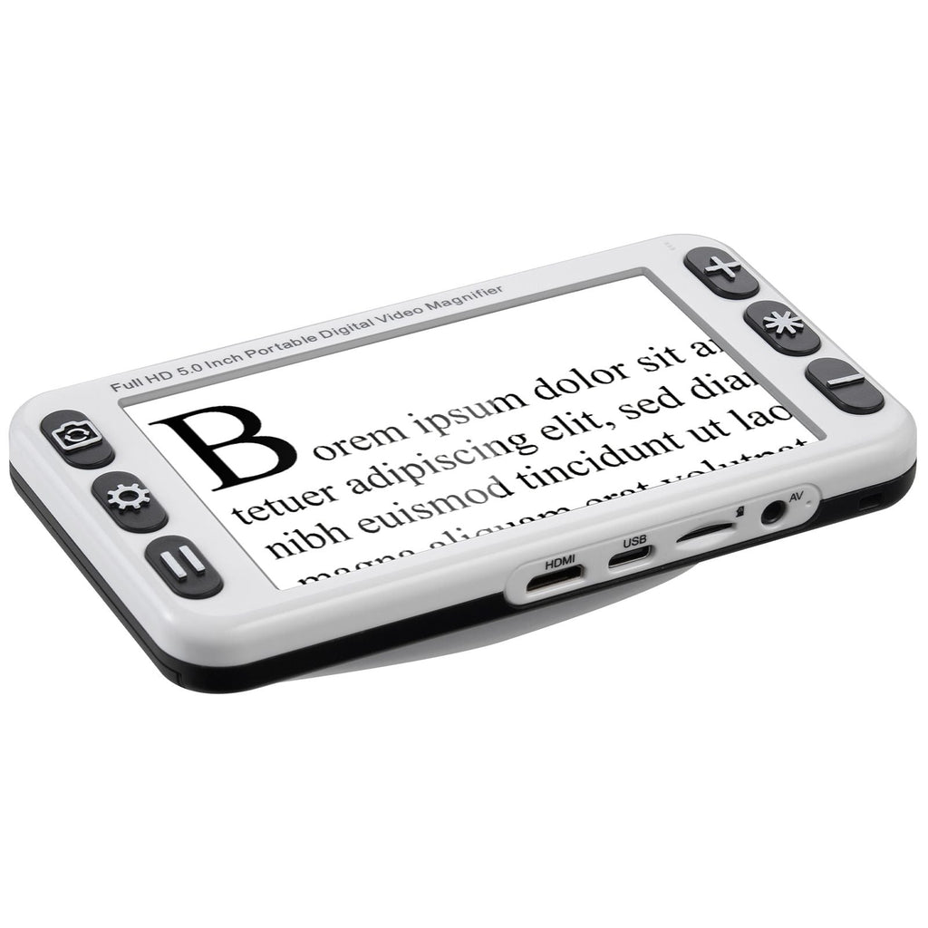 Portable Digital Magnifier, 5-inch HD Electronic Video Magnifier for Low Version, 2X - 48X Electronic Reading Aid with 13MP Near & Far Dual Lens, 26 Color Mode, AV/HDMI Output & Foldable Handle