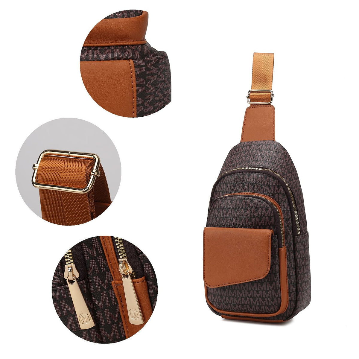 MKF Collection Kace M Logo Printed Vegan Leather Women Sling Bag by Mia k