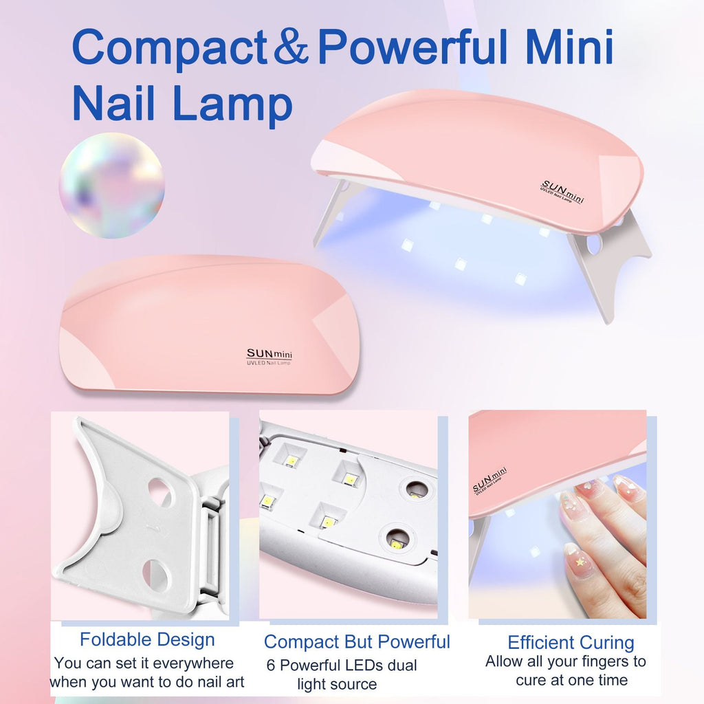 6 PCS Polygel Nail Kit With UV Nail Lamp, Slip Solution, Top Base Coat, Builder Nails Art Tools for Beginners