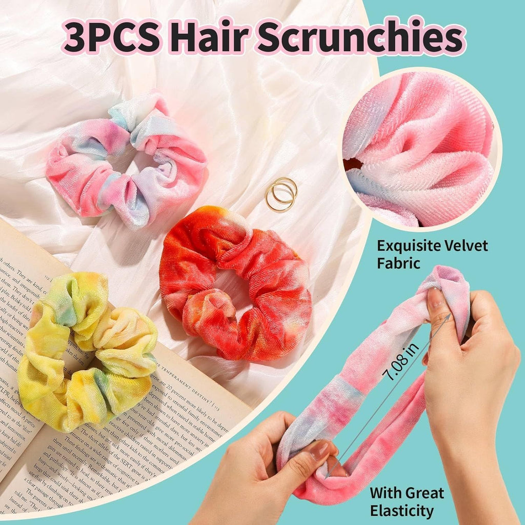 Spa Headband, 6pcs Makeup Headbands and Hair Scrunchies, Bow Skin Care Headband for Washing Face for Teen Girls Women, Easter Basket Valentines Gifts for Girls, Black & White & Gray