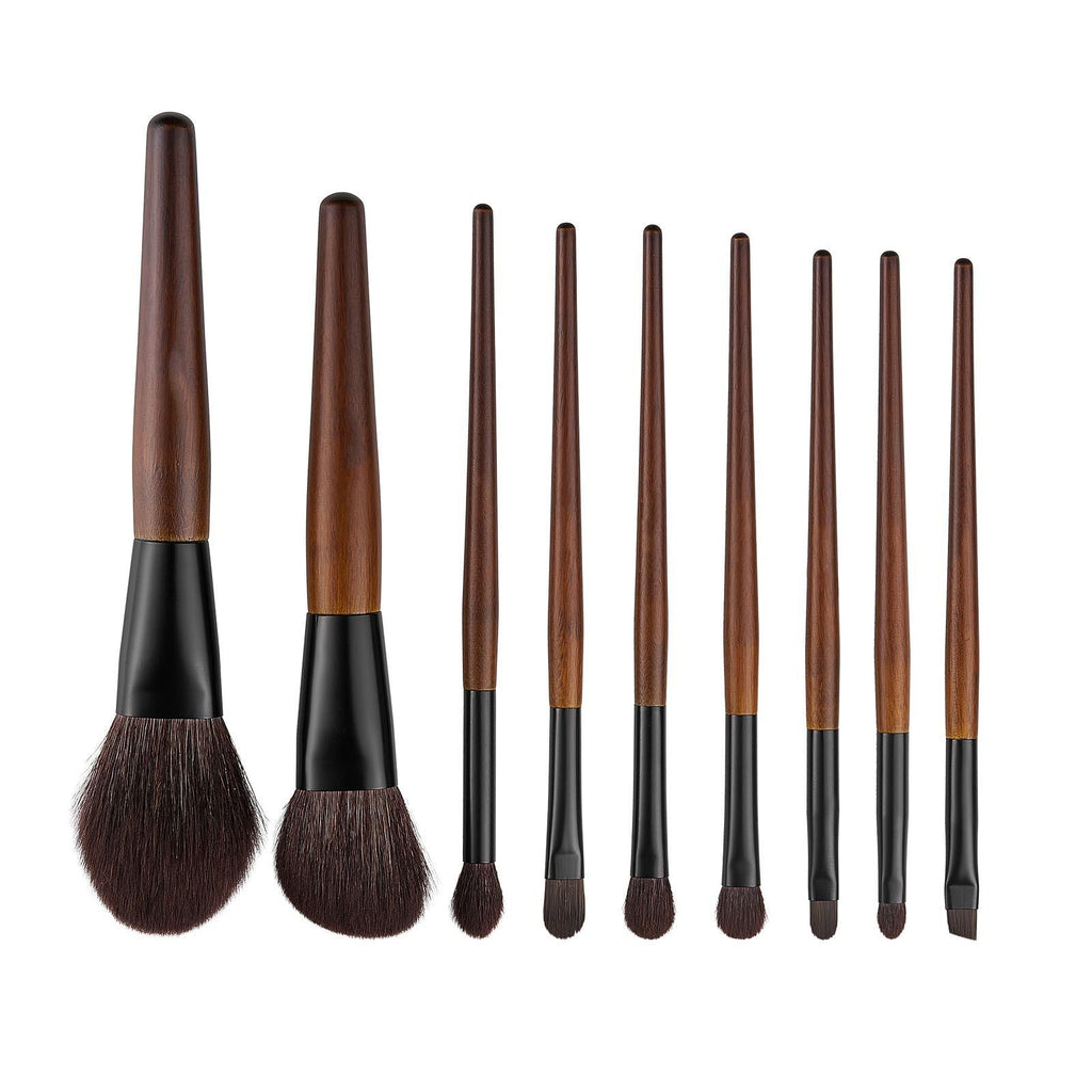 9-Piece Makeup Brush Set for Foundation Blending Eyeshadow, Professional Makeup Brush Kit with Soft Natural Wool & Vegan Synthetic Bristles, Ergonomic Wood Handle, Travel-Friendly Storage Bag