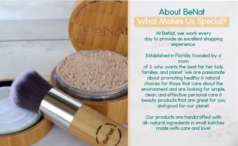 Premium BeNat Translucent Loose Setting Powder Kit with Eco-Friendly Bamboo Case, Ultra-Fine Matte Finish Finishing Powder, Includes 0.4oz Refill and Kabuki Brush, Cruelty-Free and Vegan Face Makeup