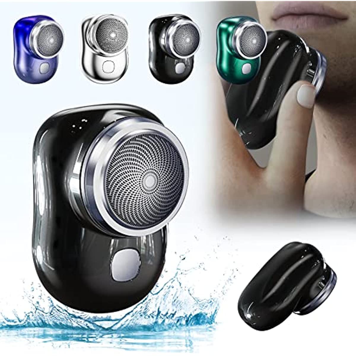 Electric Razor for Men; Mini-Shave Portable Electric Shaver; Pocket Size Portable Shaver -Wet and Dry Mens Razor USB Rechargeable Shaver Charging Easy One-Button Use for Home; Car; Travel (A-Black)