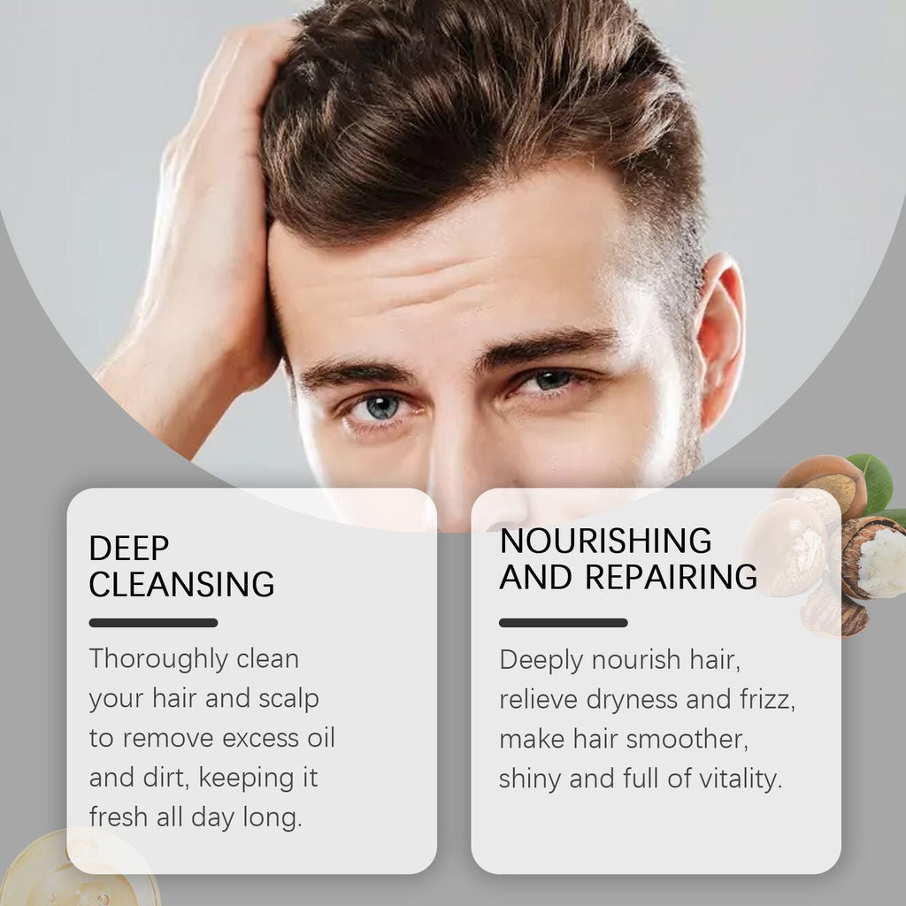 Men Curly Coily Hair Shampoo & Conditioner Set, Frizz Tamer Ultra Nourishing Hair Care Kit with Macadamia Shea Butter Coconut Oil, Deep Moisturizing Strengthen Dry Frizzy Wavy Hair, 237ml*2 Citrus Sce