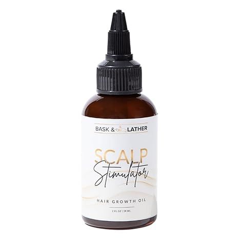 Bask & Lather Scalp Stimulator Hair Growth Oil, Cold Pressed Mint and Rosemary Blend with Grapeseed for Hair Growth, Organic Natural Leave in, All Hair...