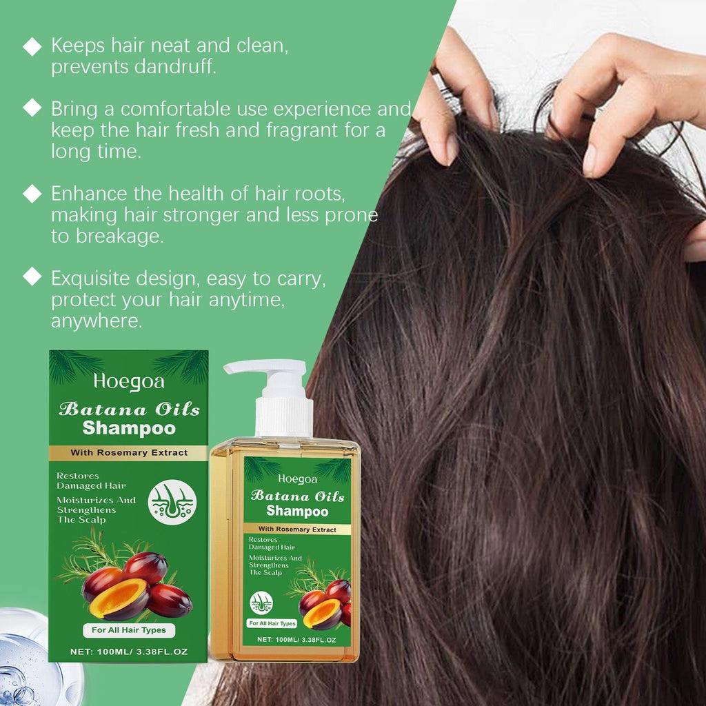Batana Oil & Rosemary Extract Hair Shampoo, Moisturizing Scalp Care Cleansing Shampoo for Dry Damaged Hair, Strengthening Scalp & Softening Frizzy Hair Wash for All Hair Types Daily Household Hair Car