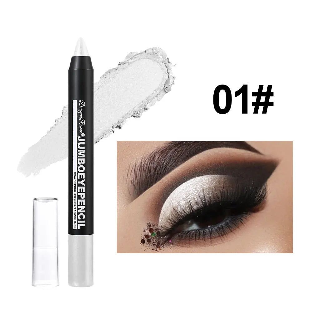 Smoky Dark Green Eyeshadow Pencil Stick Waterproof Pearlescent 12 Colors Metallic Glitter Eye Shadow Highlighter Pen Makeup Tool
