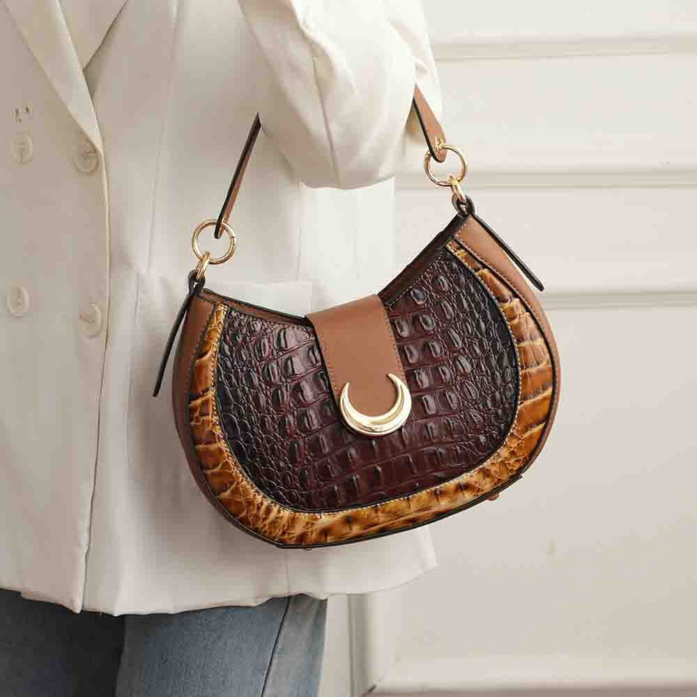 MKF Collection Jain Half Moon Luxe Croc-Embossed Shoulder Bag, Spacious and Timeless by Mia K