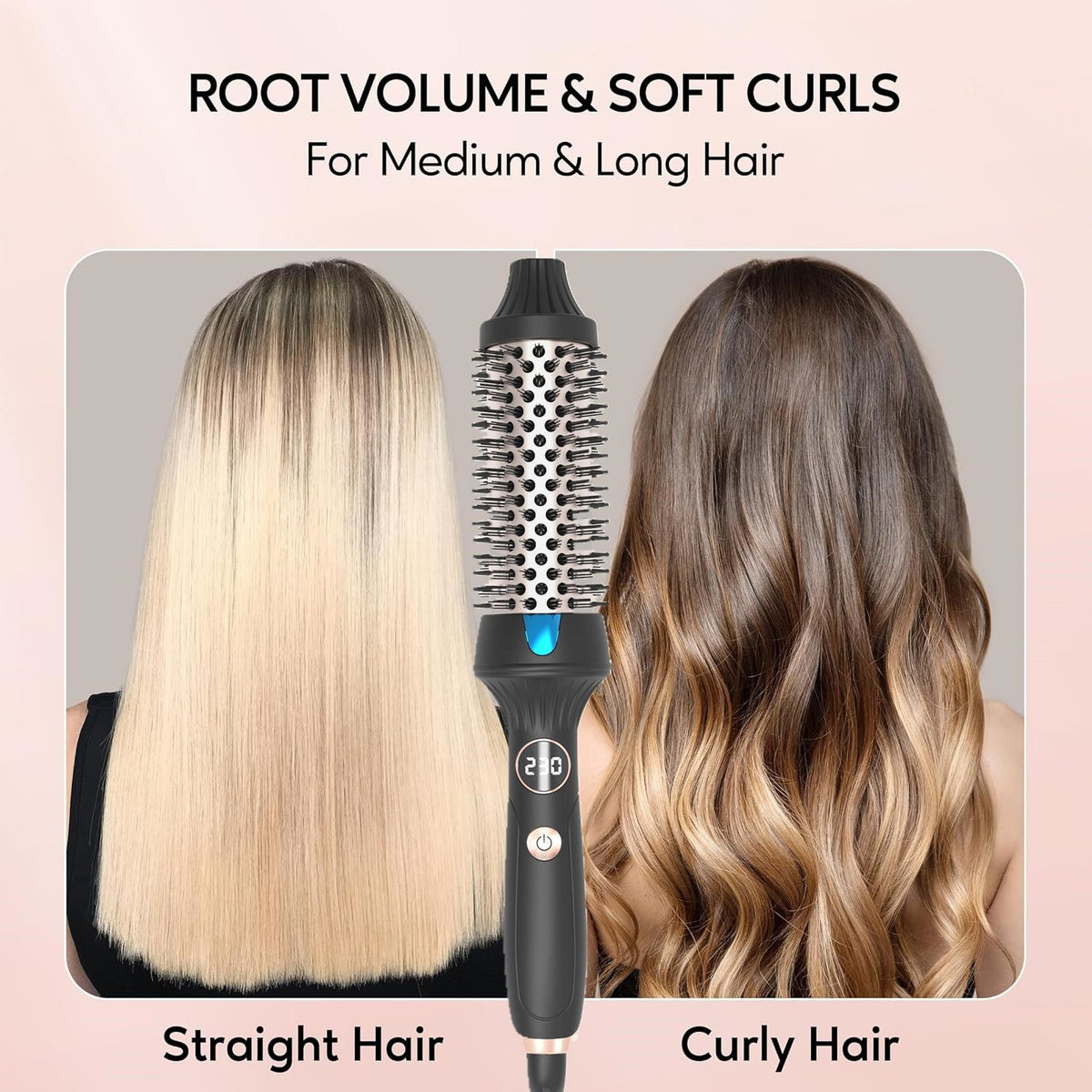 1.5 Inch Heated Brush Ceramic Curling Iron Volumizing Brush Heating Round Brush Travel Hair Curler Comb Professional Styling Round Brushes