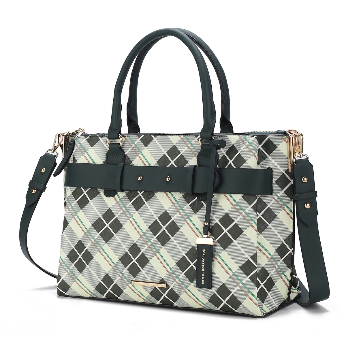 MKF Collection Coleen Vegan Leather Women Plaid Satchel Bag by Mia k