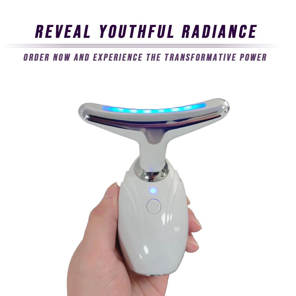 Facial Contour Massager & Neck Beauty Roller | Portable Cordless Skin Renewal Wand for Lotions and Serums | Triple Action Micro-Vibration