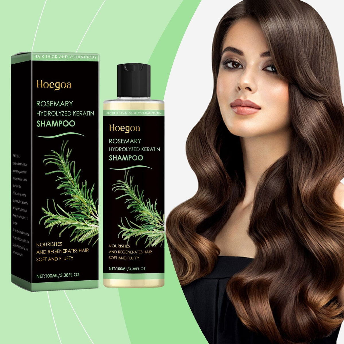 Rosemary Infused Keratin Hair Shampoo, Volumizing Nourishing Shampoo for Thin Fine Hair, Deep Cleansing Scalp Care Shampoo, Repair Dry Damaged Frizzy Hair, Add Shine & Softness 100ML