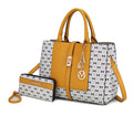 MKF Collection Yuliana Circular M emblem Print Satchel Bag with Wallet by Mia k