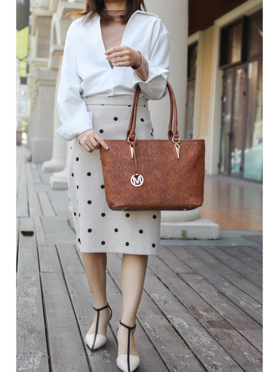 MKF Collection Edelyn embossed M Signature Four PCS Tote Set by Mia k