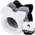 Spa Headband, 6pcs Makeup Headbands and Hair Scrunchies, Bow Skin Care Headband for Washing Face for Teen Girls Women, Easter Basket Valentines Gifts for Girls, Black & White & Gray