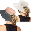 Women's Outdoor UV-Protection-Foldable Sun-Hats Mesh Wide-Brim Beach Fishing Hat with Ponytail-Hole