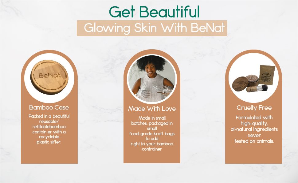 Premium BeNat Translucent Loose Setting Powder Kit with Eco-Friendly Bamboo Case, Ultra-Fine Matte Finish Finishing Powder, Includes 0.4oz Refill and Kabuki Brush, Cruelty-Free and Vegan Face Makeup