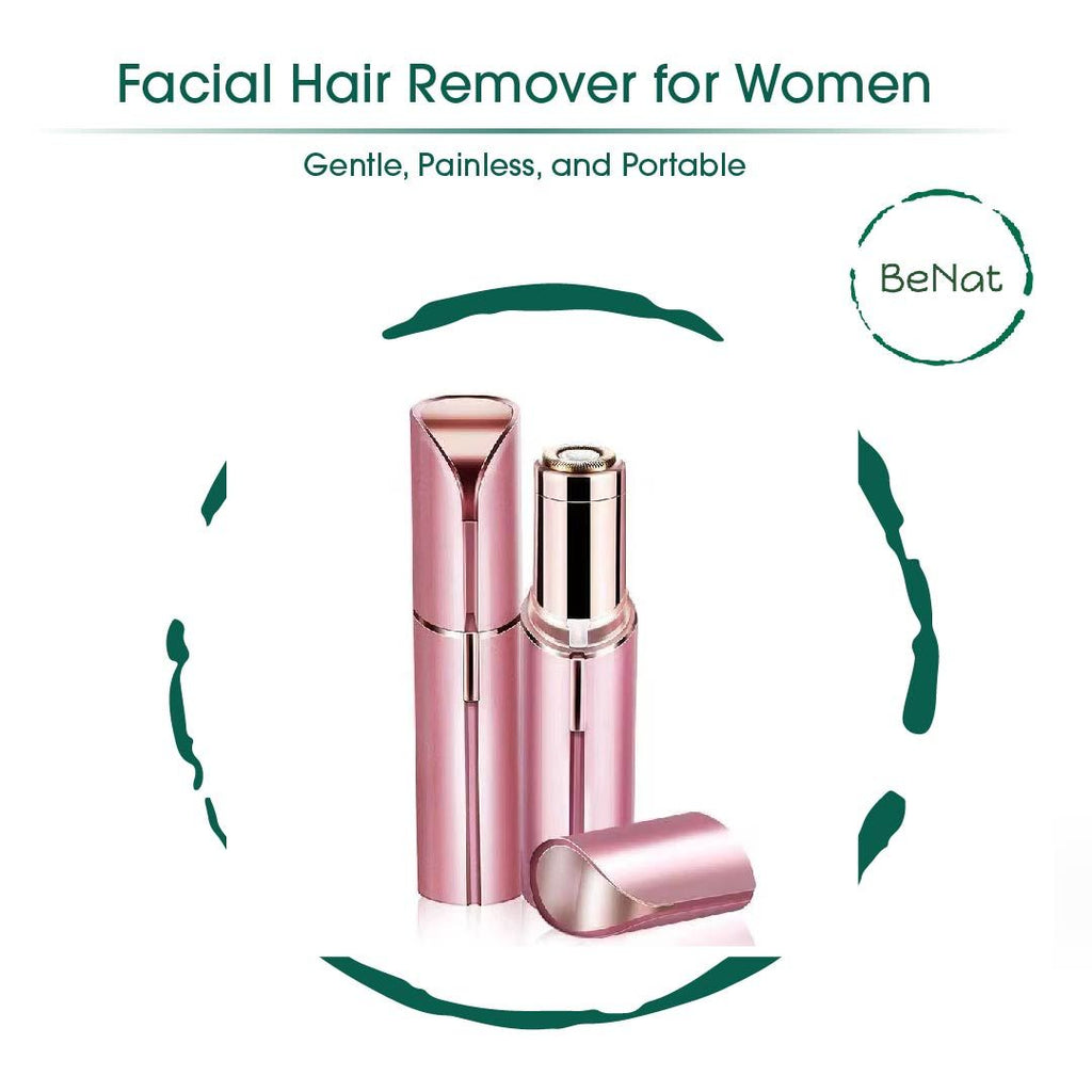 Set of 2. Rechargeable Facial & Eyebrow Hair Remover Set for Women, Painless Electric Trimmer with LED Light