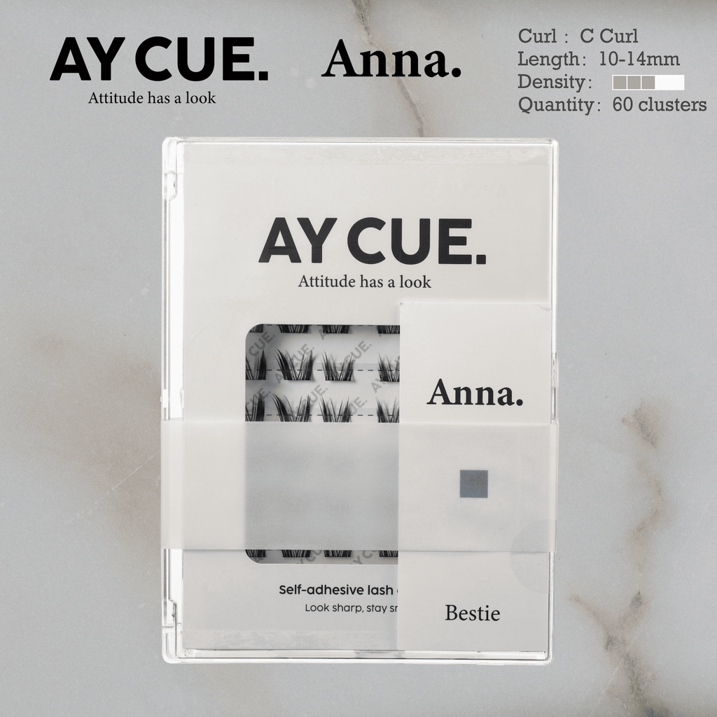 AYCUE #ANNA# Self-adhesive Lash Clusters C Curl 10-14mm 60 Clusters Glue-free Eyelashes Extensions for Natural Look Easy Application Lightweight & Reusable Cosmetic