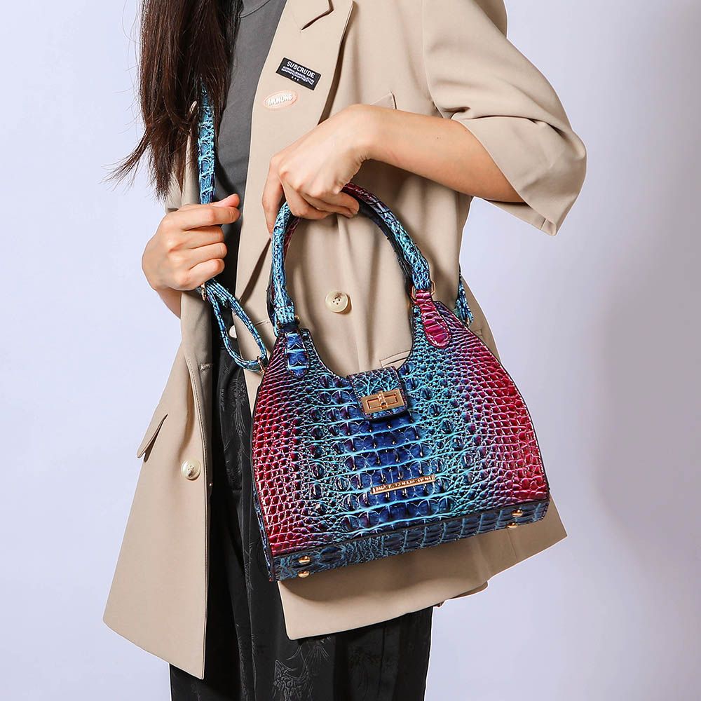 MKF Collection Ava Gradient Rainbow Faux Crocodile-Embossed Tote by Mia K