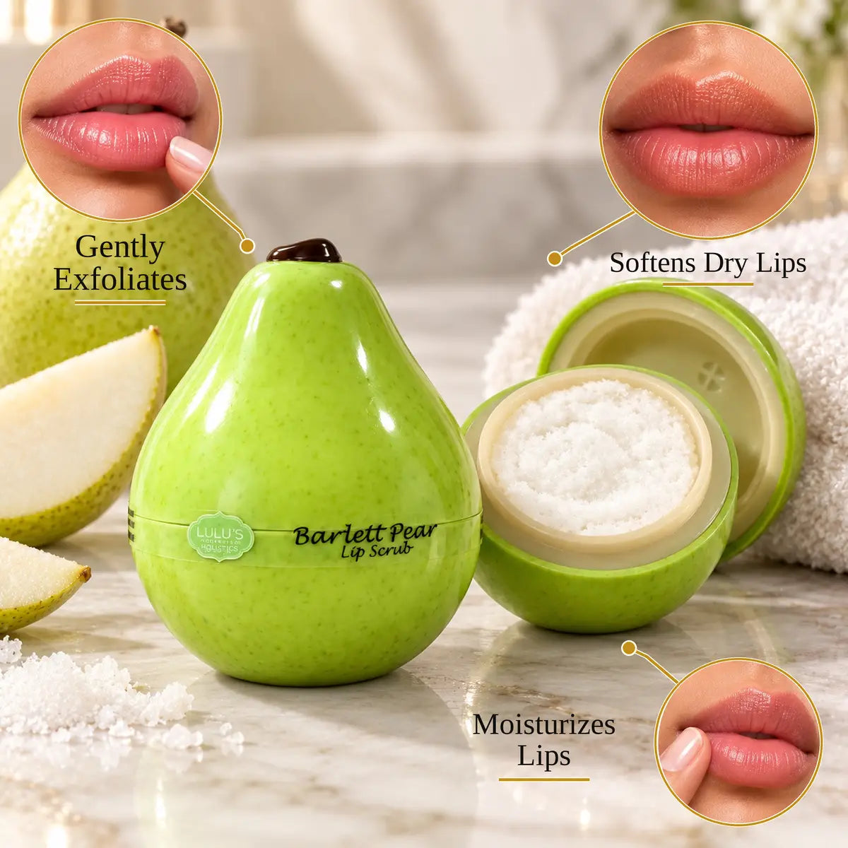 Lulu's Holistics Bartlett Pear Exfoliating Lip Scrub (2oz)