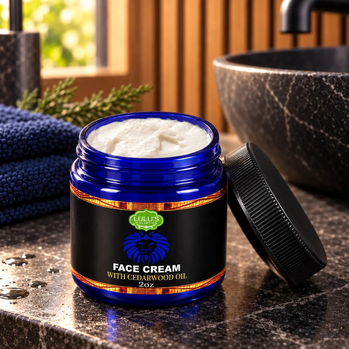 Lulu's Holistics Cedarwood Face & Beard Hydrating Men's Moisturizer Cream (2oz)