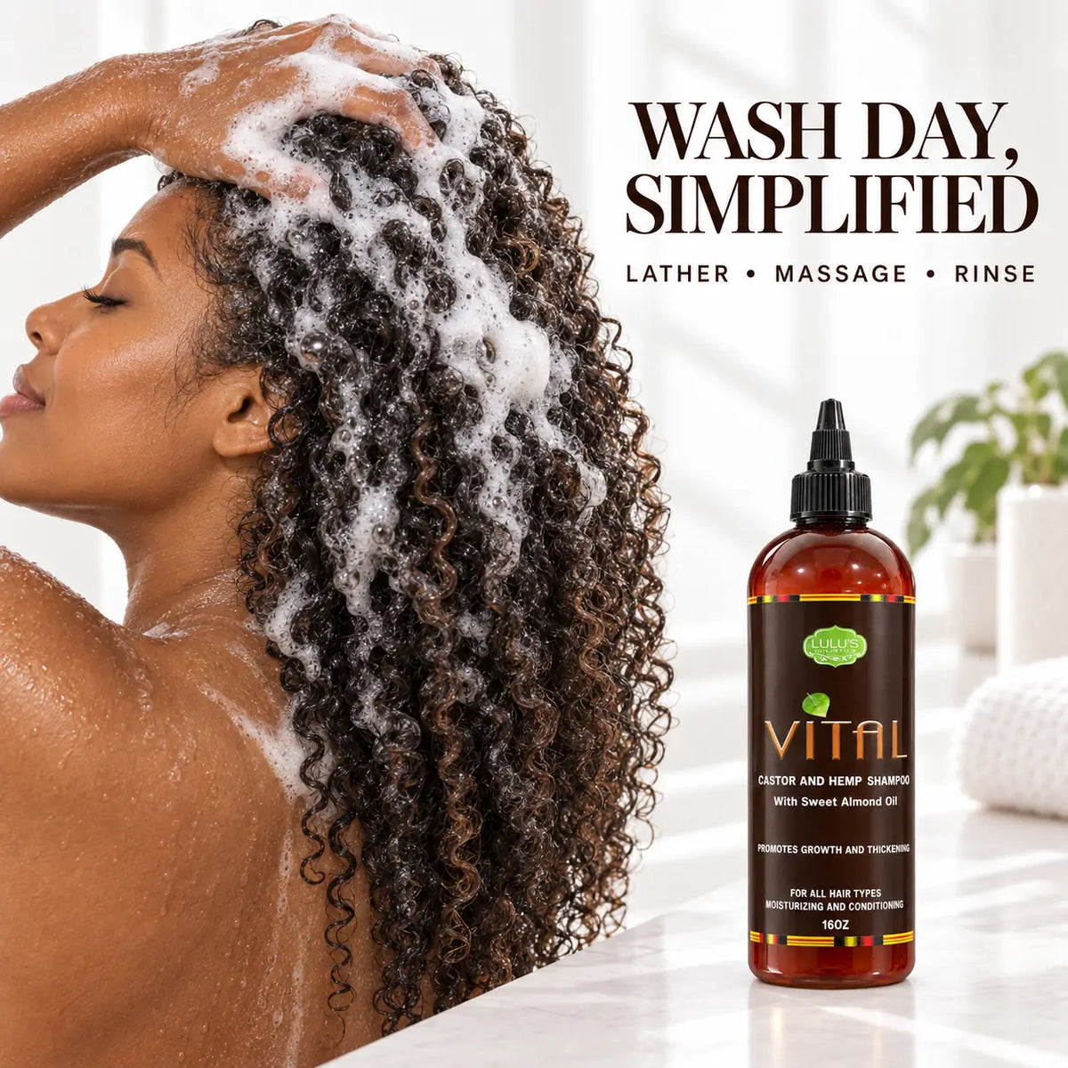 Lulu's Holistics Vital Castor & Hemp Strengthening Shampoo (16oz)
