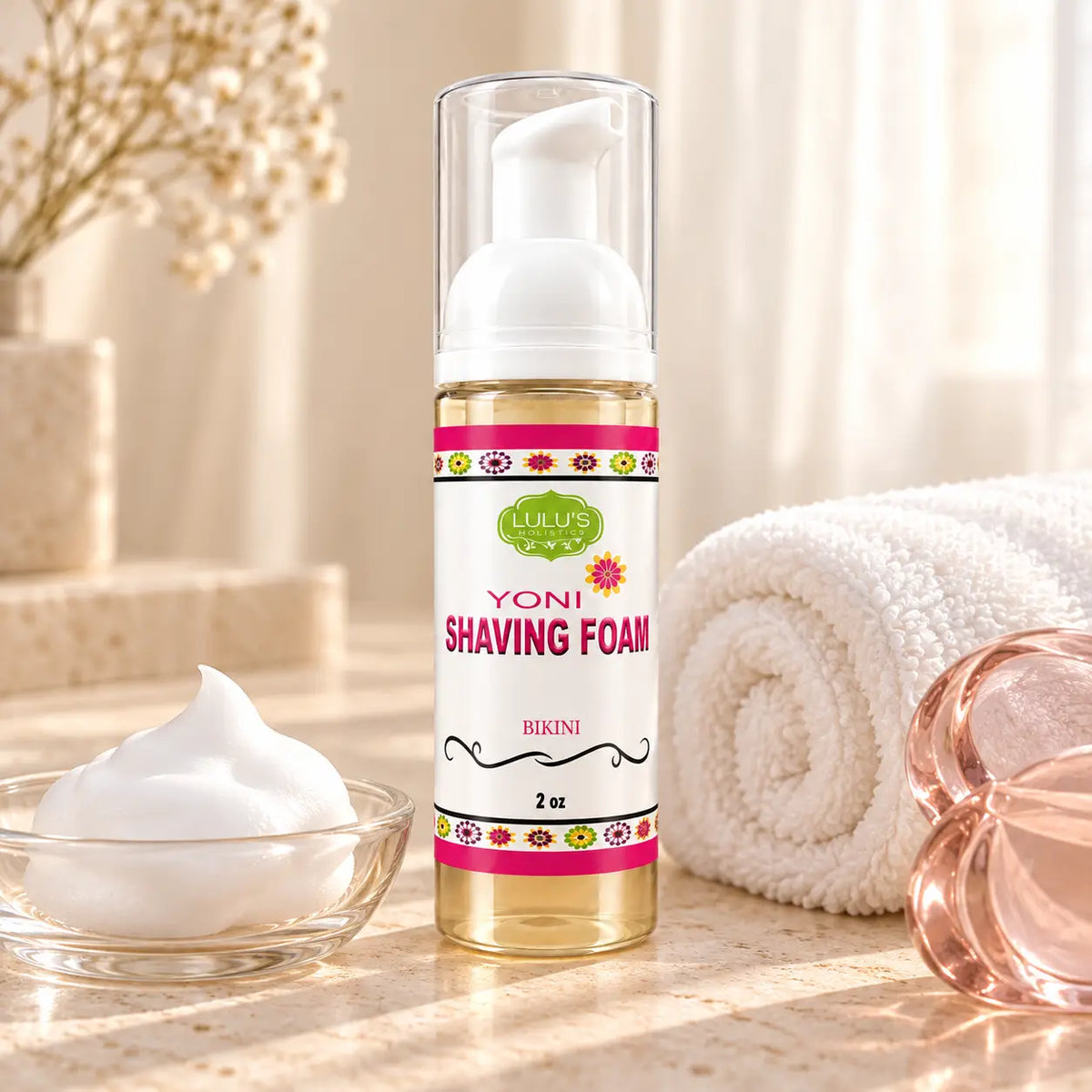 Lulu's Holistics Rose & Aloe Comfort-Glide Bikini Line Shaving Foam (2oz)