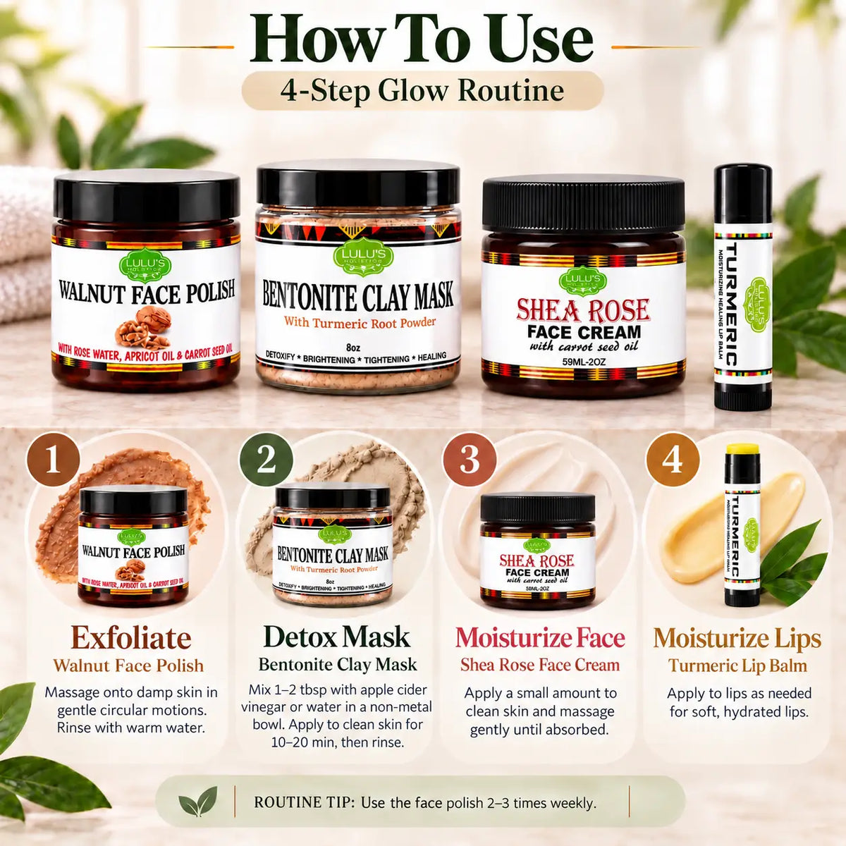 Lulu's Holistics Ultimate Skin Detox & Glow Routine Complete 4-Piece Set
